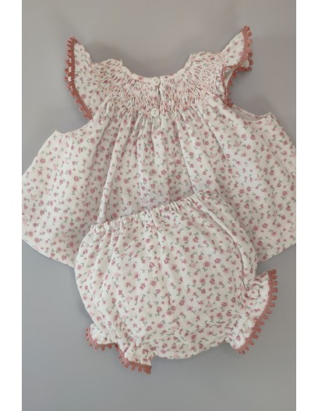 JESUSITO PUNTO SMOCK BÁMBULA "DAISY", FLORES ROSA. VERANO 24.