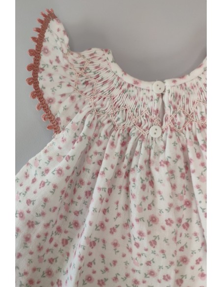 JESUSITO PUNTO SMOCK BÁMBULA "DAISY", FLORES ROSA. VERANO 24.