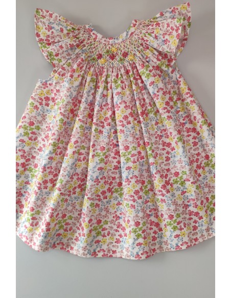 VESTIDO PUNTO SMOCK FLORES,MULTICOLOR. VERANO 24.