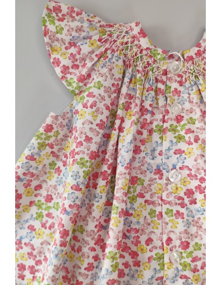 VESTIDO PUNTO SMOCK FLORES,MULTICOLOR. VERANO 24.