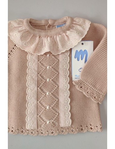 CONJUNTO NIÑA JUBÓN, POLAINA Y CAPOTA, COLOR NINFEA. VERANO 24.