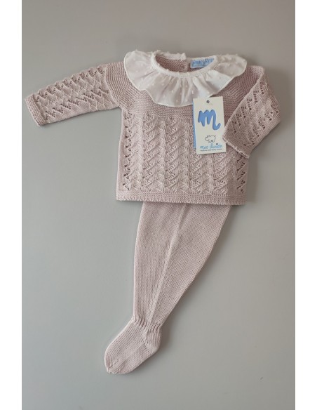 CONJUNTO UNISEX JUBÓN Y POLAINA, COLOR MALVA. VERANO 24.