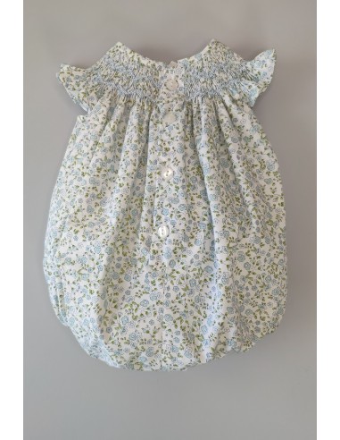 PELELE UNISEX PUNTO SMOCK FLORES, AZUL. VERANO 24.