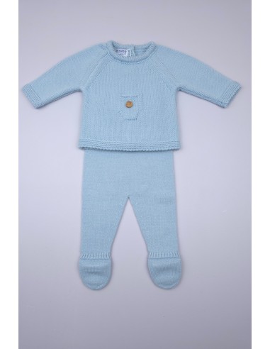 CONJUNTO NIÑO PRIMERA PUESTA SWEET CAKE DE PANGASA BABY, CELESTE EMPOLVADO. INVIERNO 24.