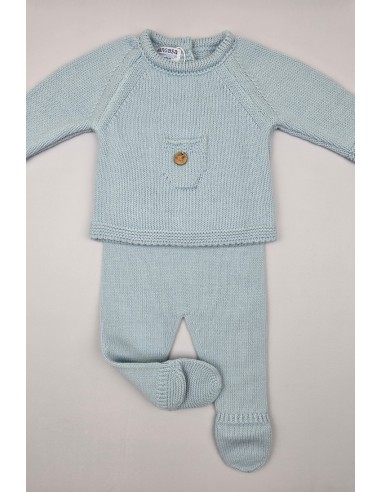 CONJUNTO NIÑO PRIMERA PUESTA SWEET CAKE DE PANGASA BABY, CELESTE EMPOLVADO. INVIERNO 24.