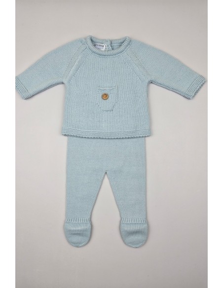 CONJUNTO NIÑO PRIMERA PUESTA SWEET CAKE DE PANGASA BABY, CELESTE EMPOLVADO. INVIERNO 24.