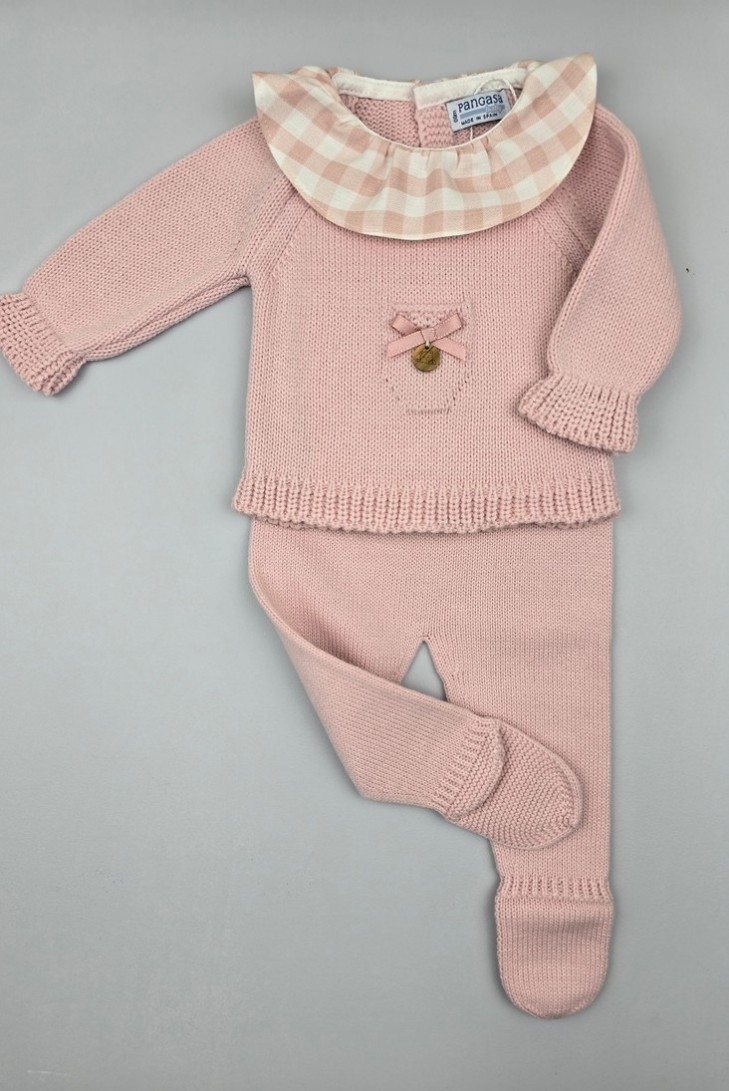 CONJUNTO NIÑA PRIMERA PUESTA SWEET CAKE DE PANGASA BABY, ROSA EMPOLVADO. INVIERNO 24.