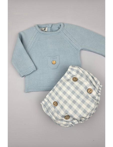 CONJUNTO NIÑO SWEET CAKE DE PANGASA BABY, CELESTE EMPOLVADO. INVIERNO 24.