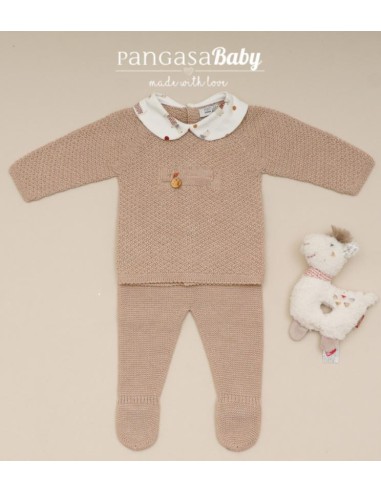 CONJUNTO NIÑO PRIMERA PUESTA TECKEL TOY DE PANGASA BABY, ARENA.  INVIERNO 24.