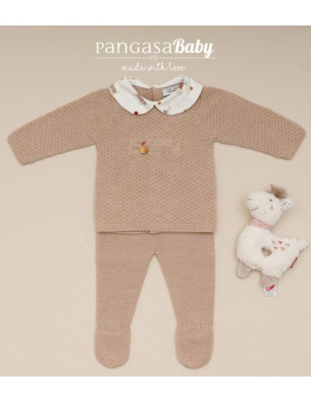 CONJUNTO NIÑO PRIMERA PUESTA TECKEL TOY DE PANGASA BABY, ARENA.  INVIERNO 24.