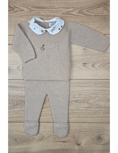 CONJUNTO NIÑO PRIMERA PUESTA TECKEL TOY DE PANGASA BABY, ARENA.  INVIERNO 24.