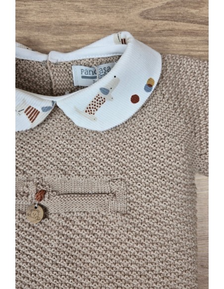 CONJUNTO NIÑO PRIMERA PUESTA TECKEL TOY DE PANGASA BABY, ARENA.  INVIERNO 24.