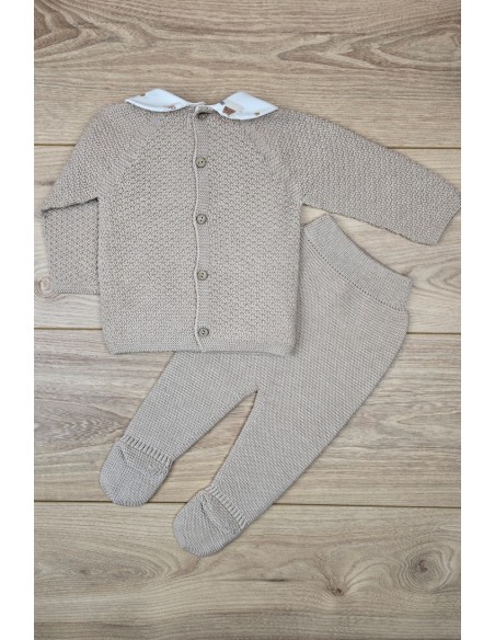 CONJUNTO NIÑO PRIMERA PUESTA TECKEL TOY DE PANGASA BABY, ARENA.  INVIERNO 24.