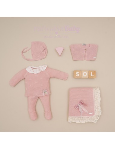 PRIMERA PUESTA NIÑA COLECCIÓN SUNNY LOVE DE PANGASA BABY, ROSA EMPOLVADO. VERANO 25.