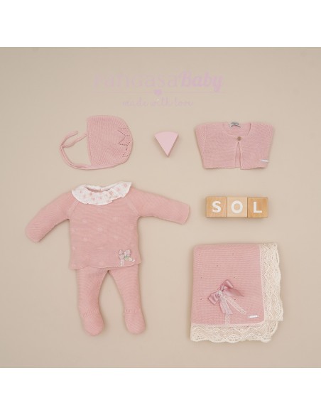 PRIMERA PUESTA NIÑA COLECCIÓN SUNNY LOVE DE PANGASA BABY, ROSA EMPOLVADO. VERANO 25.