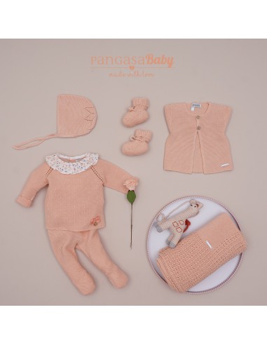 PRIMERA PUESTA NIÑA COLECCIÓN HONEY PEACH DE PANGASA BABY, MELOCOTÓN. VERANO 25.