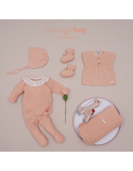 PRIMERA PUESTA NIÑA COLECCIÓN HONEY PEACH DE PANGASA BABY, MELOCOTÓN. VERANO 25.