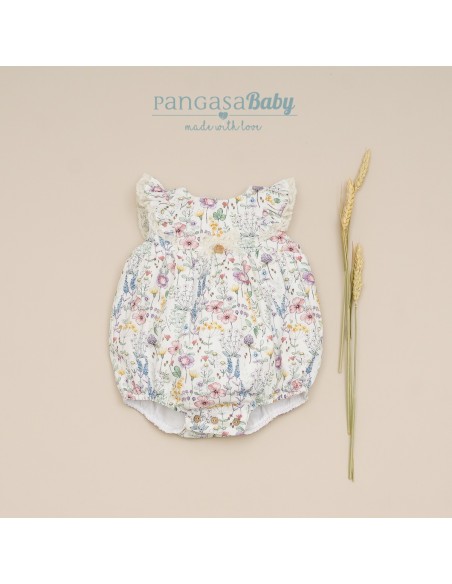 PELELE NIÑA FLORES DE PANGASA BABY, VERDE MINT. VERANO 25.