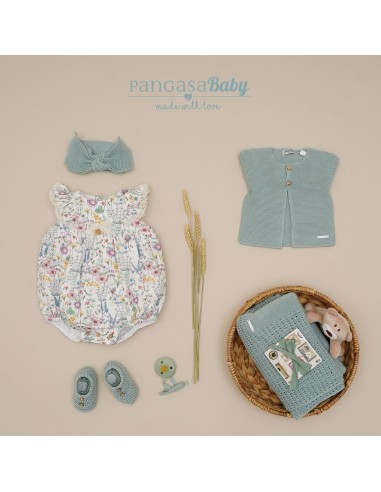PELELE NIÑA FLORES DE PANGASA BABY, VERDE MINT. VERANO 25.