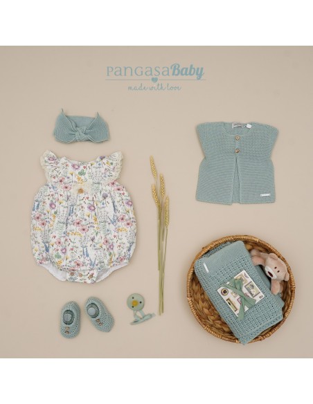PELELE NIÑA FLORES DE PANGASA BABY, VERDE MINT. VERANO 25.