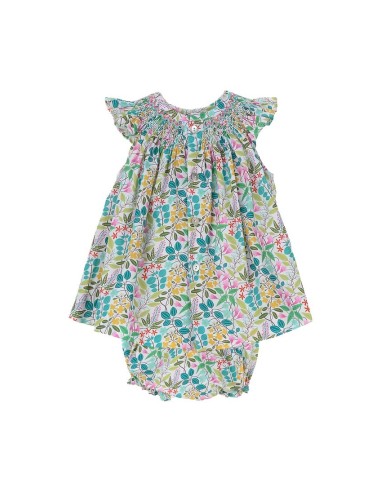 JESUSITO PUNTO SMOCK ROSITA DE TARTALETA, MULTICOLOR. VERANO 25.