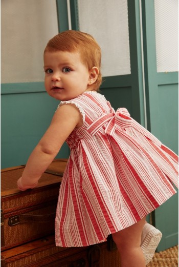 MINIDRESS PUNTO SMOCK DENIA DE TARTALETA, ROJO CORAL. VERANO 25. 2