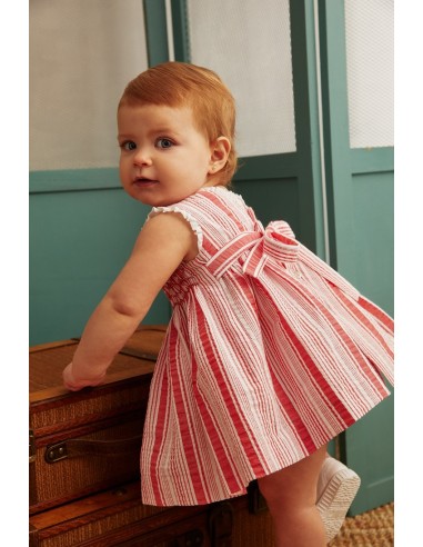 MINIDRESS PUNTO SMOCK DENIA DE TARTALETA, ROJO CORAL. VERANO 25.