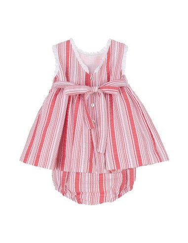 MINIDRESS PUNTO SMOCK DENIA DE TARTALETA, ROJO CORAL. VERANO 25.