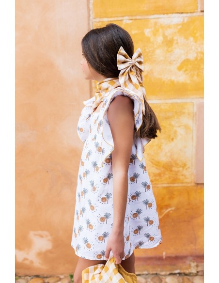 VESTIDO PALMERAS DE KIDS CHOCOLATE. VERANO 25.