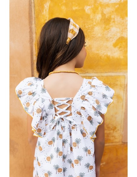 VESTIDO PALMERAS DE KIDS CHOCOLATE. VERANO 25.