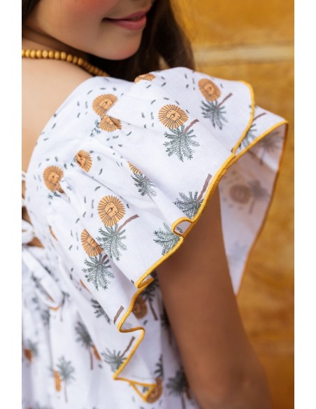 VESTIDO PALMERAS DE KIDS CHOCOLATE. VERANO 25.