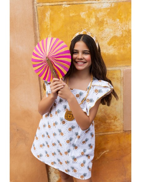 VESTIDO PALMERAS DE KIDS CHOCOLATE. VERANO 25.