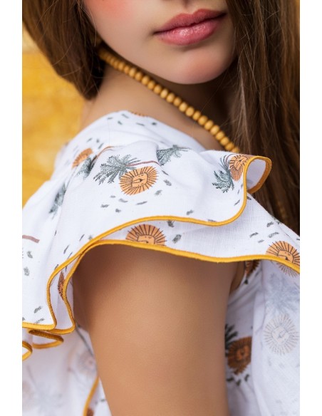 VESTIDO PALMERAS DE KIDS CHOCOLATE. VERANO 25.