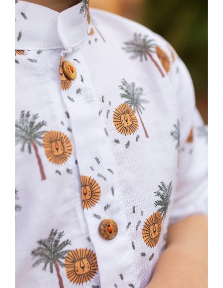 CAMISA NIÑO PALMERAS DE KIDS CHOCOLATE. VERANO 25.