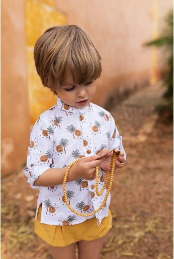 CAMISA NIÑO PALMERAS DE KIDS CHOCOLATE. VERANO 25. 2