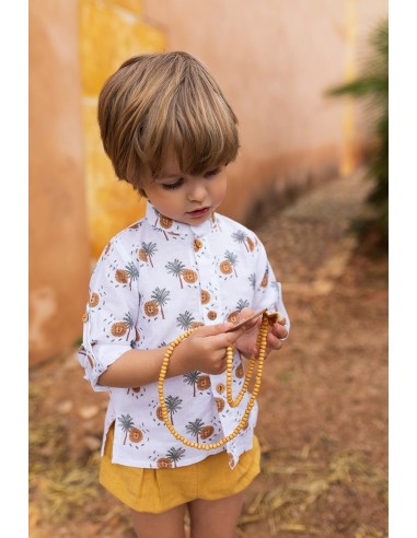 CAMISA NIÑO PALMERAS DE KIDS CHOCOLATE. VERANO 25.