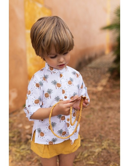 CAMISA NIÑO PALMERAS DE KIDS CHOCOLATE. VERANO 25.