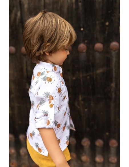 CAMISA NIÑO PALMERAS DE KIDS CHOCOLATE. VERANO 25.