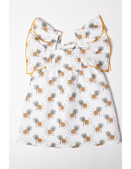 VESTIDO PALMERAS DE KIDS CHOCOLATE. VERANO 25.