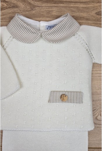 PRIMERA PUESTA NIÑO COLECCIÓN HONEY PEACH DE PANGASA BABY, MARFIL. VERANO 25. 2