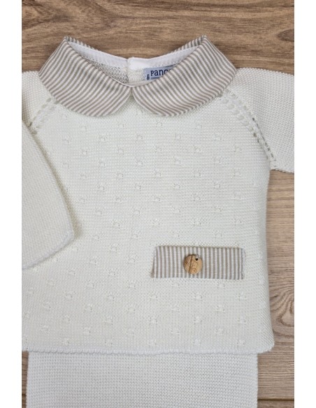 PRIMERA PUESTA NIÑO COLECCIÓN HONEY PEACH DE PANGASA BABY, MARFIL. VERANO 25.