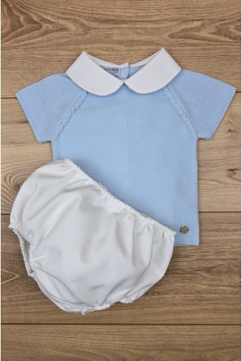 CONJUNTO NIÑO PIQUÉ, CELESTE BEBÉ. VERANO 23.