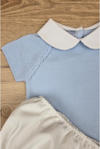 CONJUNTO NIÑO PIQUÉ, CELESTE BEBÉ. VERANO 23. 2