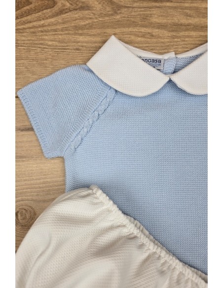 CONJUNTO NIÑO PIQUÉ, CELESTE BEBÉ. VERANO 23.