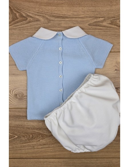 CONJUNTO NIÑO PIQUÉ, CELESTE BEBÉ. VERANO 23.