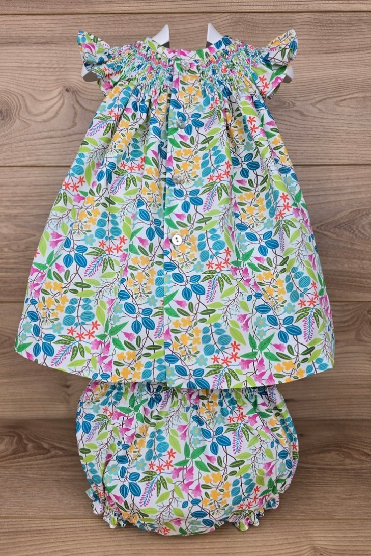 JESUSITO PUNTO SMOCK ROSITA DE TARTALETA, MULTICOLOR. VERANO 25.