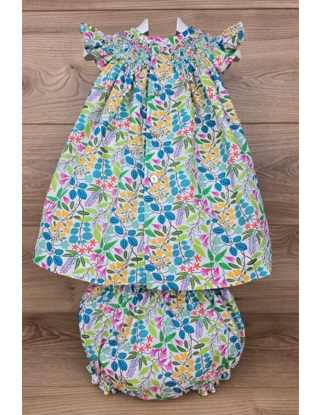 JESUSITO PUNTO SMOCK ROSITA DE TARTALETA, MULTICOLOR. VERANO 25.