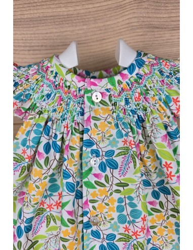 JESUSITO PUNTO SMOCK ROSITA DE TARTALETA, MULTICOLOR. VERANO 25.
