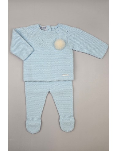 CONJUNTO UNISEX PRIMERA PUESTA MOCETA DE PANGASA BABY, CELESTE BEBÉ. INVIERNO 25.