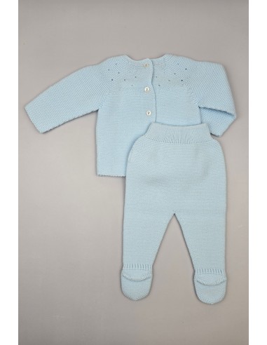 CONJUNTO UNISEX PRIMERA PUESTA MOCETA DE PANGASA BABY, CELESTE BEBÉ. INVIERNO 25.